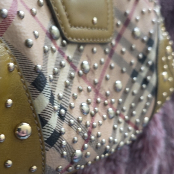 Burberry Mustard and Plaid Studded Shoulder Bag - Picture 11 of 15